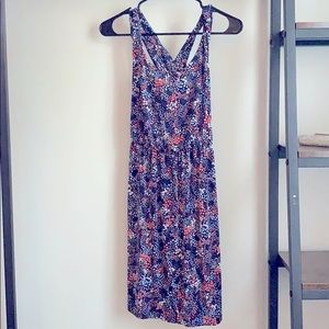 Navy dress with flower detail